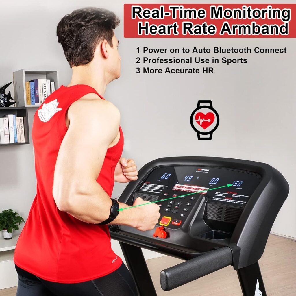 Impremey Folding Treadmill with Heart Rate Armband