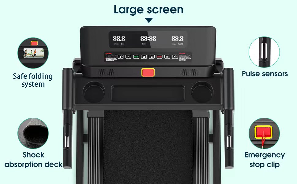 Impremey Folding Treadmill with LED console essential metrics