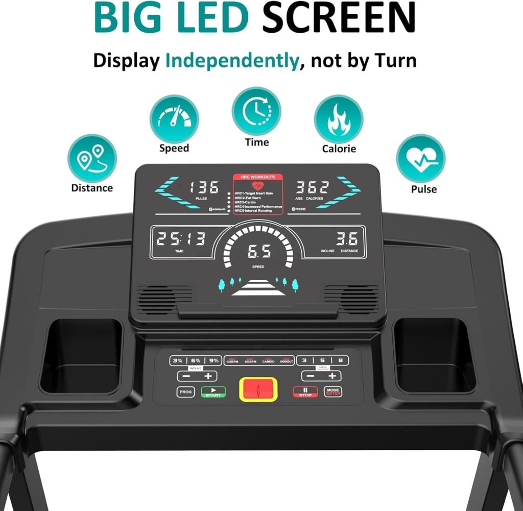 Impremey Smart Treadmill with HRC training mode, auto incline, built-in speakers, soft-drop folding system